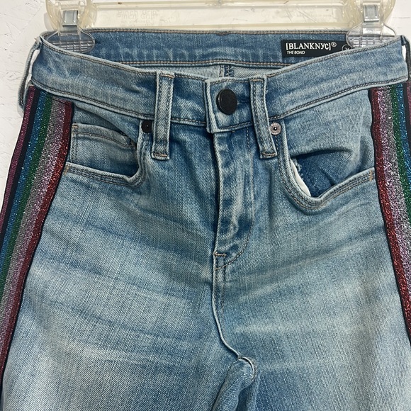 BLANK NYC skinny jeans with glittery stripes down the sides. - Picture 2 of 13